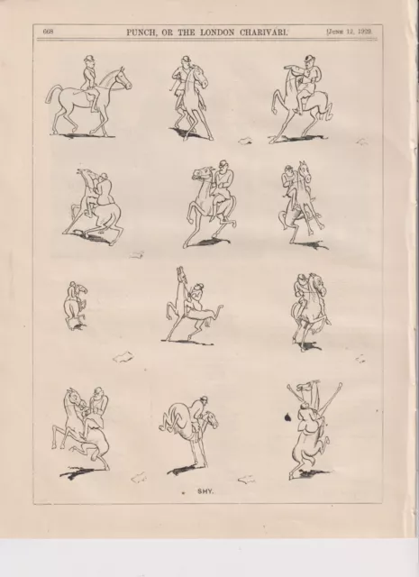 1929 Two Punch Cartoons (on facing pages) Shy Horse