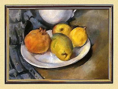 IMPRESSIONISMUS Cezanne STILLLEBEN GRANATAPFEL BIRNE ZITRONE FAKS 62 im Rahmen