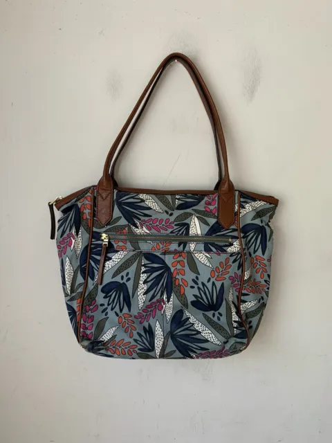 Fossil Womens Handbag Purse Multicolor Floral Tropical Fabric Shoulder Bag