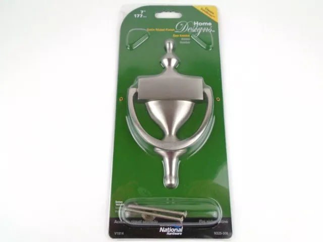 National Hardware N325-308 Door Knocker 7" Solid Brass Satin Nickel NEW
