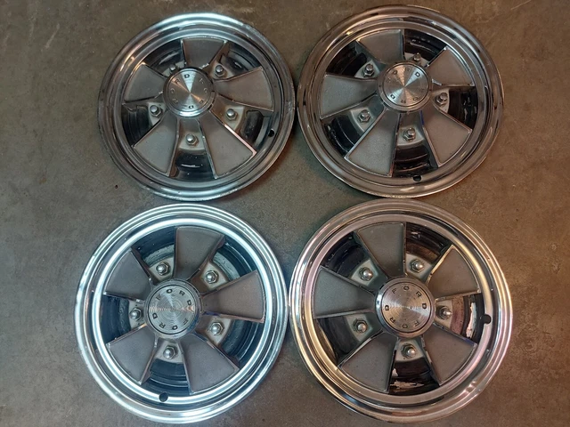 Ford 15" HubCapS Wheel Disc 1968 Mustang 5 spoke MAG Rim Cover VINTAGE F100 F250 Ford 15" HubCapS Wheel Disc 1968 Mustang 5 spoke MAG Rim Cover VINTAGE F100 F250