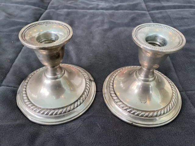 Nice Pair Vintage International Sterling Silver N278 3.5" Candlesticks