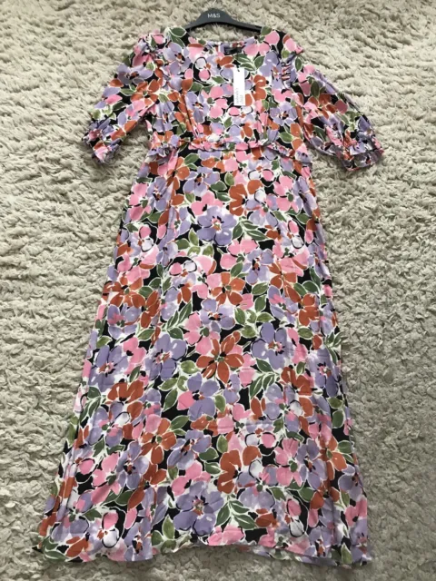 Nobody's Child Felicia Pink Floral Midi Dress - Size 14 - BNWT
