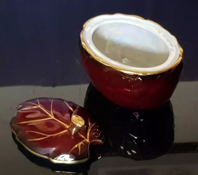 Carlton Ware Rouge Royale with Lustre Ware Leaf Shape Lidded Preserve/Sugar Pot