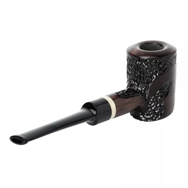 Handmade Carved Ebony Pipe 9mm Filter Straight Stem Wooden Tobacco Smoking Pipes