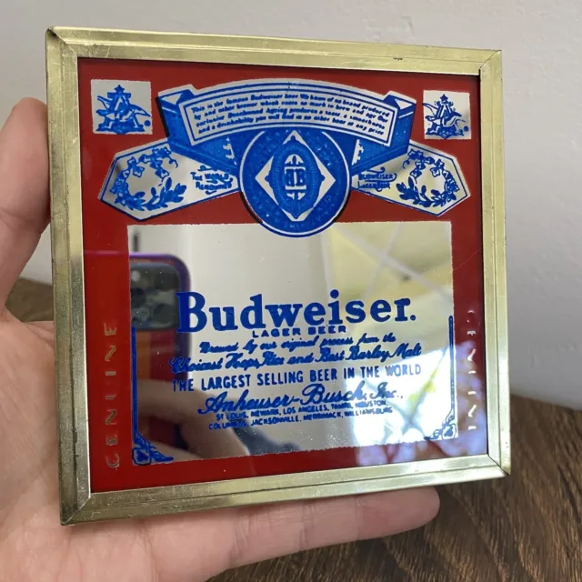 Vintage Budweiser Beer Mirror Bar Sign Anheuser Busch Man Cave Decor