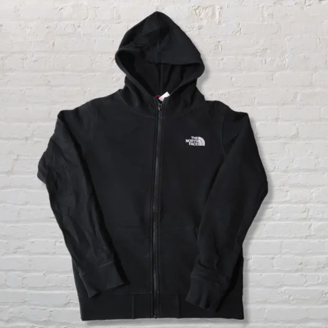 THE NORTH FACE Youth Junior Kids Hoodie Black Full Zip Size Large Cotton