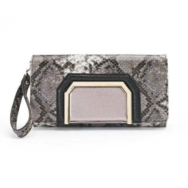 Womens Purse Clutch Handbag JLO Jennifer Lopez Leopard Snakeskin Fx Leather $69