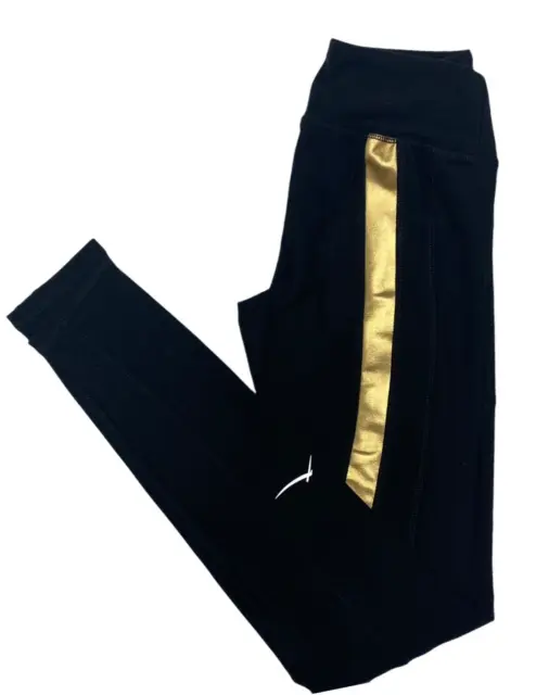 X by Gottex womens active workout yoga leggings black gold size XS