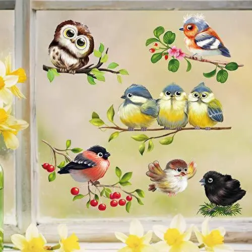 Wandtattoo Loft Image fenêtre Printemps Pâques Oiseau Décoration de fenêtre p...