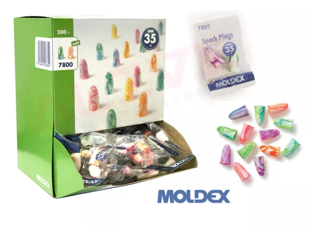 MOLDEX Soft Foam Earplugs - Moldex Spark Plugs 7800 Ear Plugs SNR 35dB PVC Free