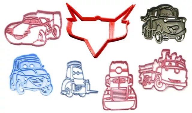 Cars Lightning Mcqueen Mater Cartoon Set Of 7 Cookie Cutters Usa Pr1552