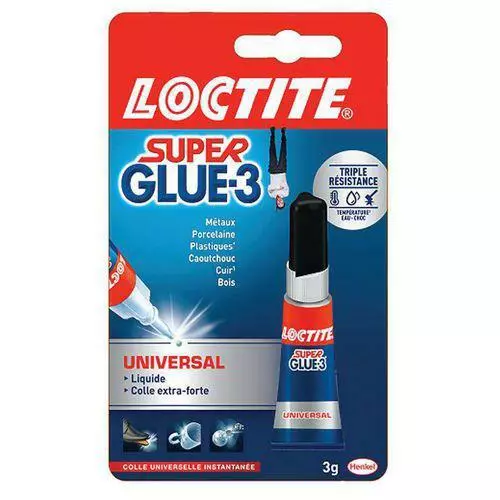 Colle SUPER GLUE-3 - LOCTITE liquide 3g extra forte liquide universal.m !