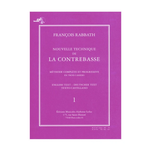 Nouvelle Technique de la Contrebasse, Cahier 1 - François Rabbath (+ audio)