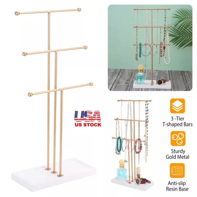 3 Tier Jewelry Display Tree Stand Bracelet Necklace Organizer Holder Hanger Rack