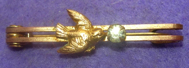 Broche Vintage Losange En Laiton Avec Incrustations De Verre - Occasion