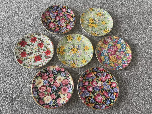 7x Royal Winton Chintz 4.5" Trinket Butter Preserve Dishes Coasters - Perfect