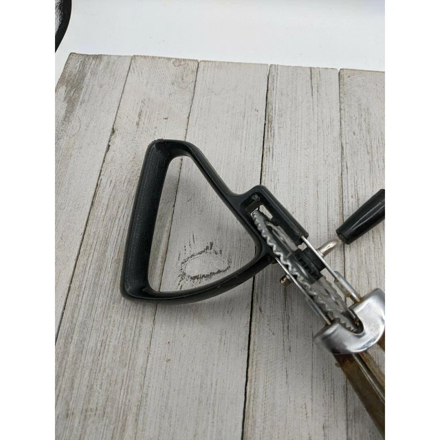 Vintage EKCO Hand Crank Egg Beater w/ Off-Set Handle Black Works Rusty 4