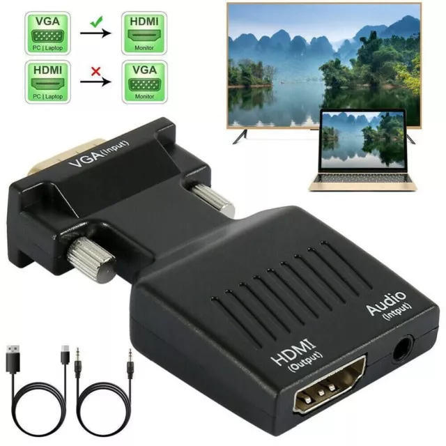 VGA  zu auf HDMI mit Audio Output Cable Converter Adapter 1080P