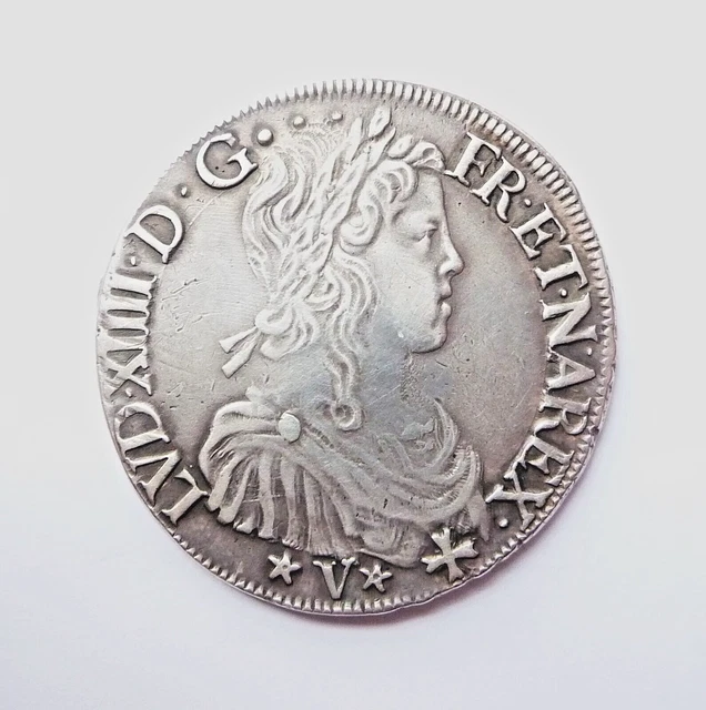 LOUIS XIV ÉCU de Navarre à la mèche longue 1655 V qualité exceptionnelle !! EUR 1.250,00