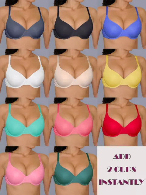 1, 2 or 3 pk MAX DEEPER CLEAVAGE ADD 2 CUP SIZE POWER PUSH UP BRA 32 -38  A-C 