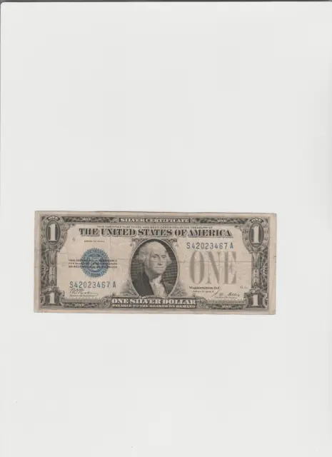 1928- $1 Blue "FUNNY BACK" SILVER Certificate in circulated cond. Old  Currency!