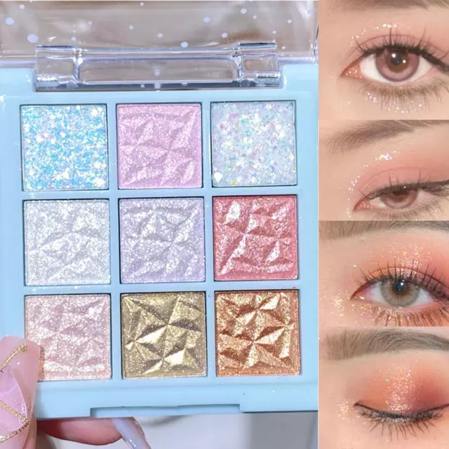 Palette de fards à paupières flocon de neige à paillettes, 9 couleurs, ombre à p