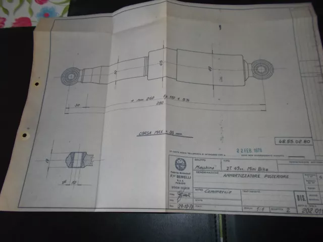 1970   benelli  MINI BIKE   (Shock absorber ) blueprint