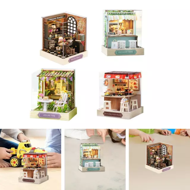 MINIATURE HOUSE KIT DIY Mini Dollhouse Built in LED Light for Family ...