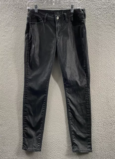 Lucky Brand Jeans Pants Womens 10 30 Black Coated Wax Charlie Super Skinny 30x28