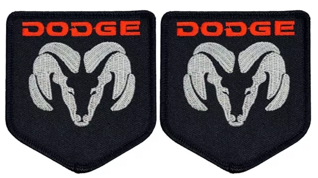 DODGE RAM SHIELD EMBROIDERED PATCH - 2PC BUNDLE - iron on sew  3" x 3"