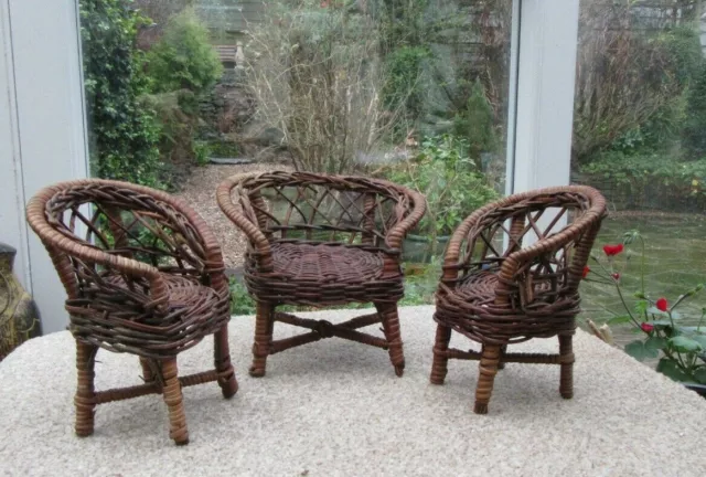 3 Piece  5" RATTAN WICKER Doll Furniture Set Barbie Toy