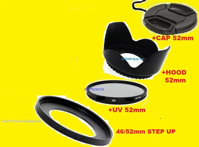 LENS HOOD + UV FILTER + CAP 52mm + 46mm/52mm to FUJI S700 S800 S5700 S5800 5900