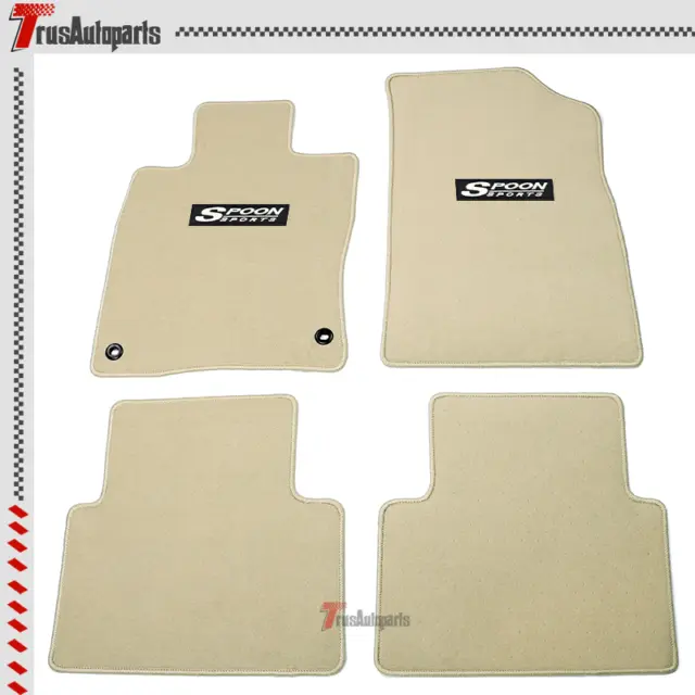 For 19-22 Honda Insight Beige Nylon Floor Mat Carpet Non-Slip Front Rear & Spoon