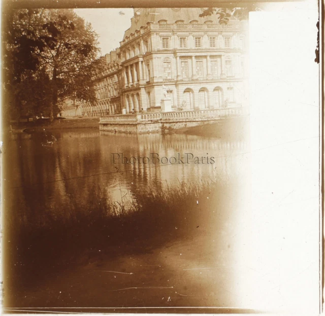 France Château Photo Amateur Plaque de verre stereo Positive Vintage ca 1925