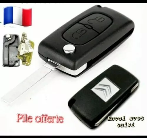 Coque Clé Citroën CE0523 2 Boutons C2 /C3 /C4 / C5/ Picasso lame sans rainure