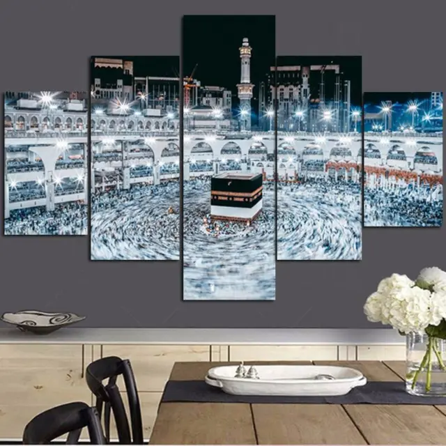 Mecca Kaaba Islamic Mosque 5 PCs Canvas Print Poster HOME DECOR Wall Art Cuadro