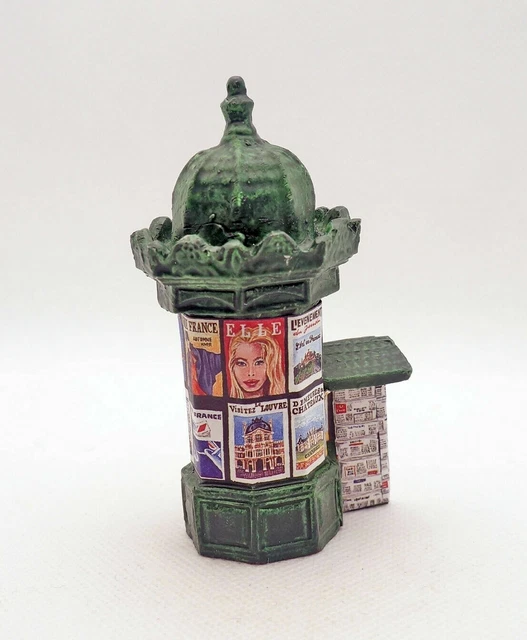 J Carlton by Gault French Miniature News Stand Column Advertising Figurine 3.25"