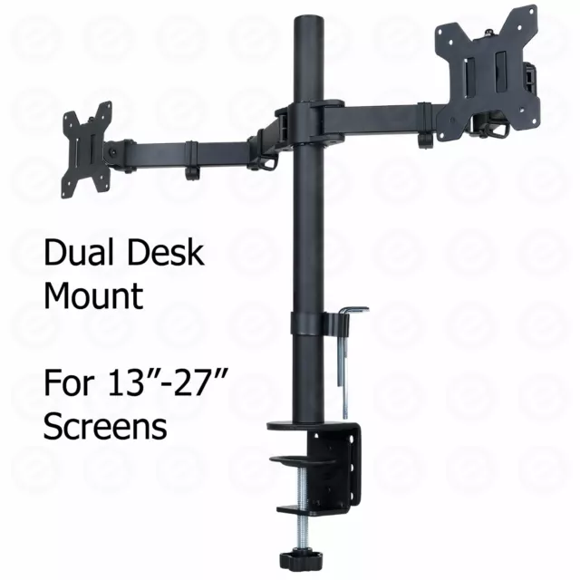 Double moniteur LCD double bras TV support d'écran d'ordinateur double 2 13"-27" 3