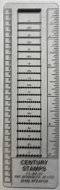 Stamp Collecting Perforation Gauge, Clear Plastic with Black Printing, Light Use