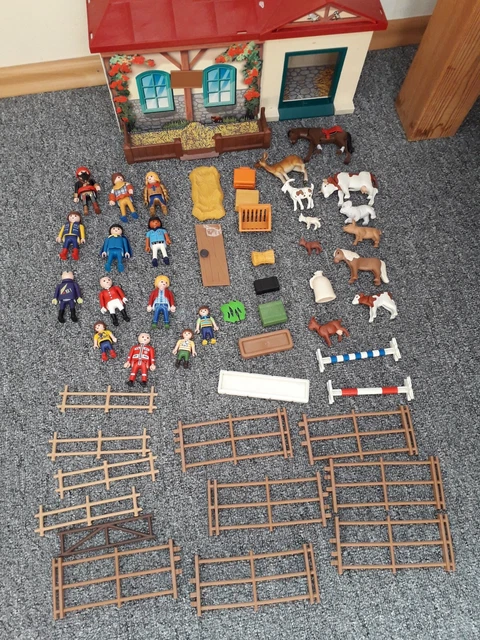 Gros Lot Playmobil Ferme - Écurie, Animaux, Personnages + Clinique Vétérinaire - Occasion