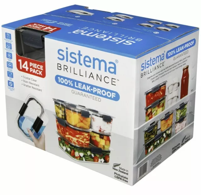 Sistema Containers Leakproof Food Storage Container 14PCS Set Lunch Box BPA Free