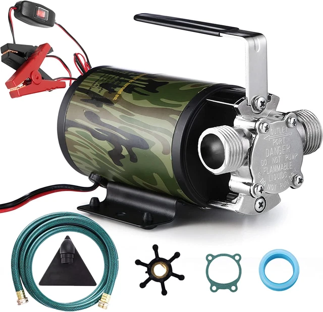 12V DC Water Transfer Pump 330 GPH Oil-Free Electric Utility Pump with 6 Ft. Suc