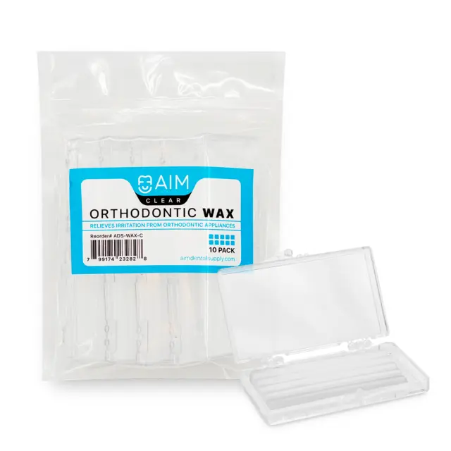 Braces Wax,10 Pack. Dental Wax for Braces & Aligners, Unscented, Clear