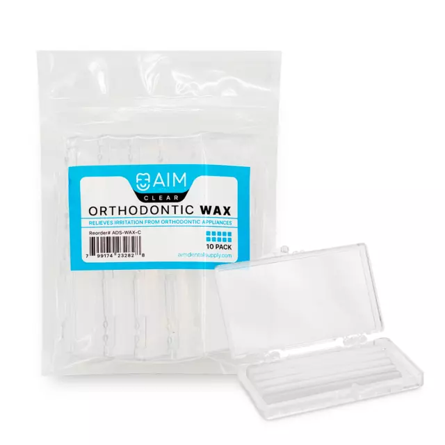 Braces Wax,10 Pack. Dental Wax for Braces & Aligners, Unscented, Clear