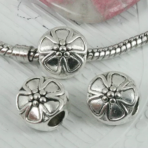 8pcs tibetan silver color 2sided flower pattern spacer beads EF0380