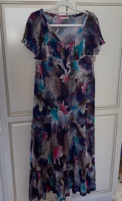 SOFT SURROUNDINGS LA POMME CRINKLED Floral Multi Colored DRESS SIZE L