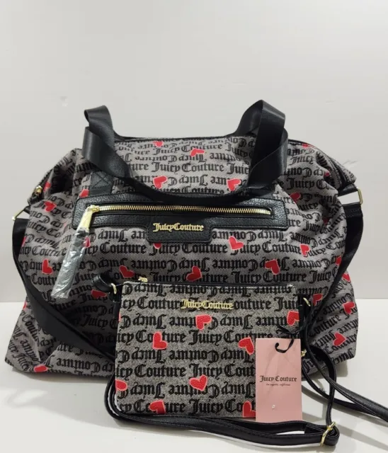 Juicy Couture Heart Goth Status Logo Weekender Bag And Crossbody Bag Travel Set