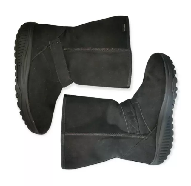 Skechers Shape Ups Women's Boot Size 9.5 Faux Fur Lined Black Suede Adjustable