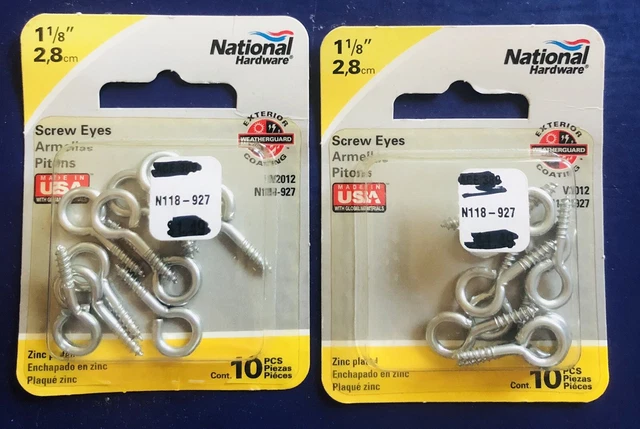 2 pks of 10 - National Hardware 1-1/8" Zinc-Plated Screw Eyes N118-927 V2012